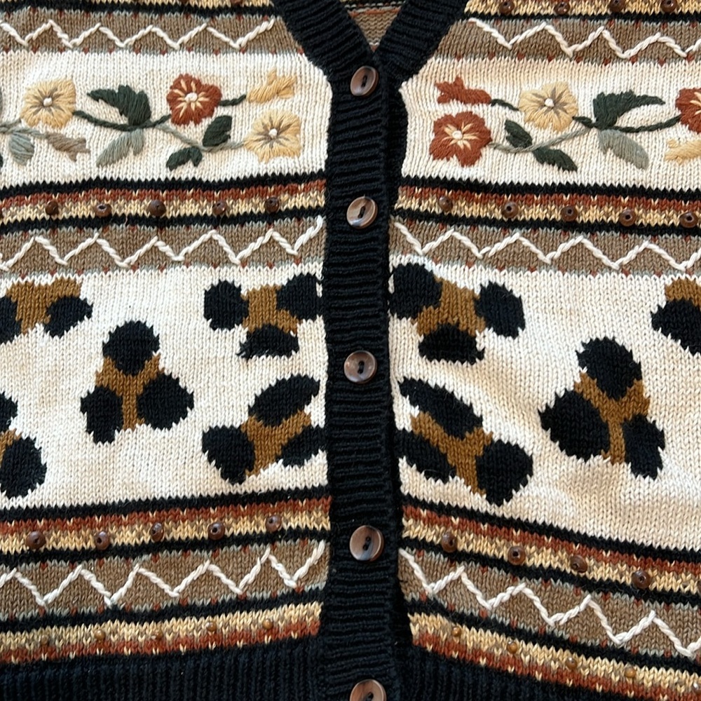 Christopher Banks - L, vintage vest, safari, floral, beaded - Picture 7 of 10